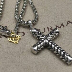 David Yurman Chevron Cross Pendant Necklace DYXL-037